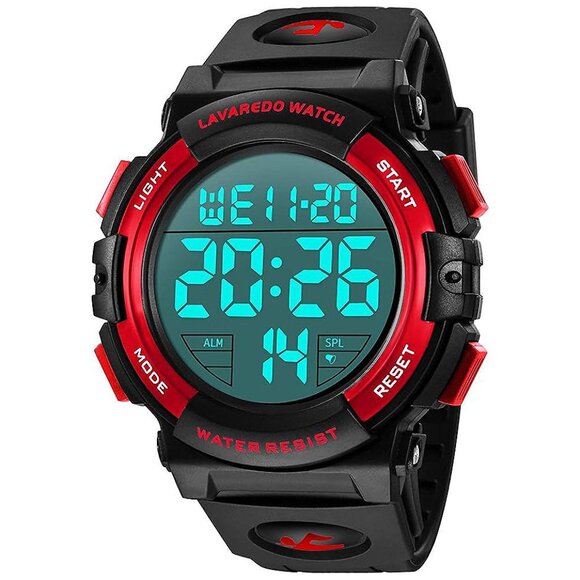 Mens Digital Watch Sports Military Watches Waterproof 02-red